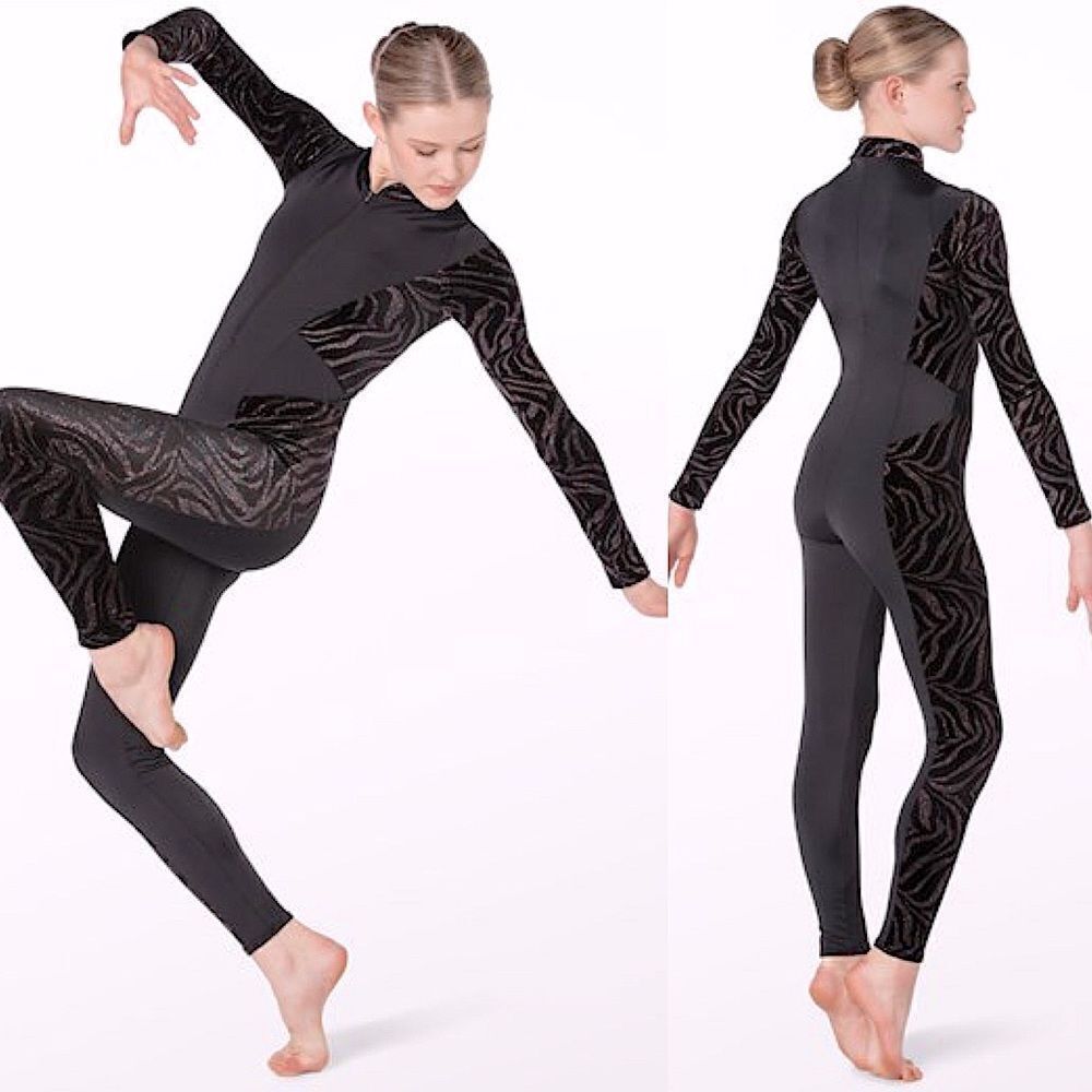 Weissman dance costume black velvet print Modern Animal
Unitard 13524 MC child